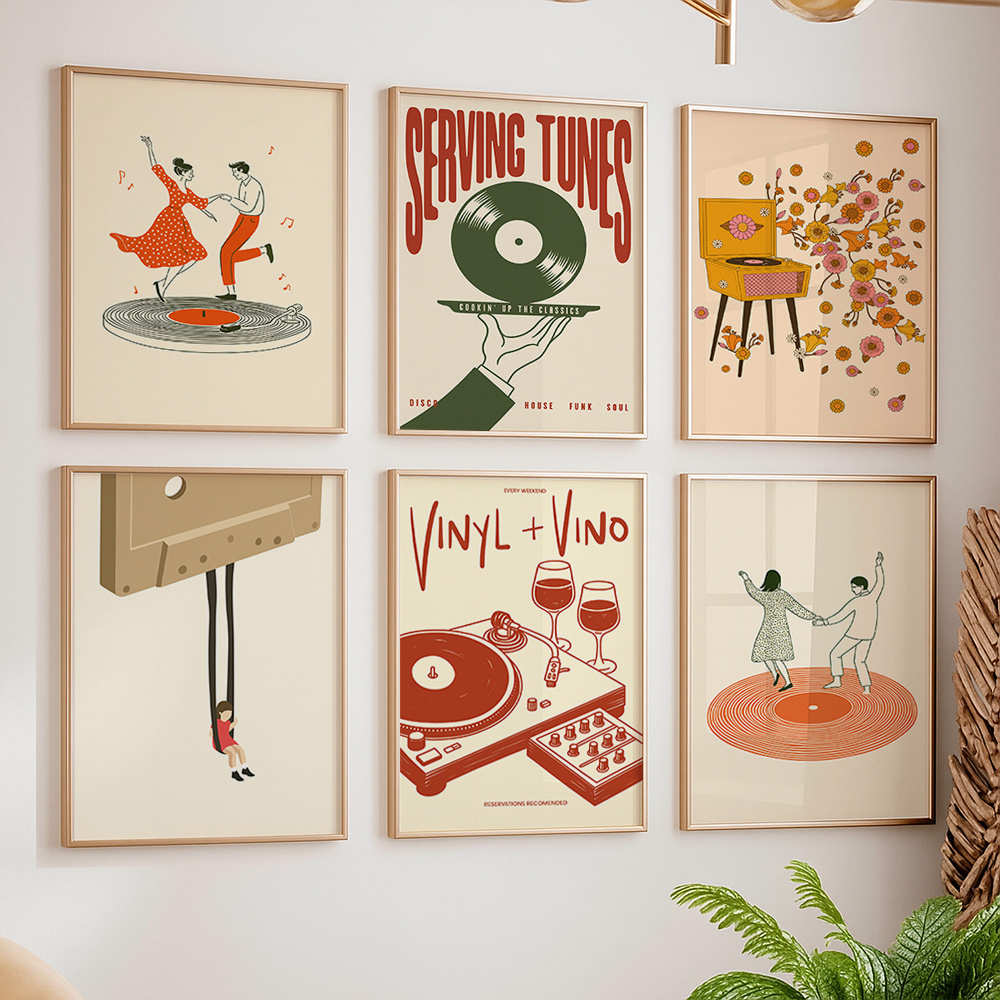 1pc Vintage Music Canvas Poste - Home Office Or recension och pris